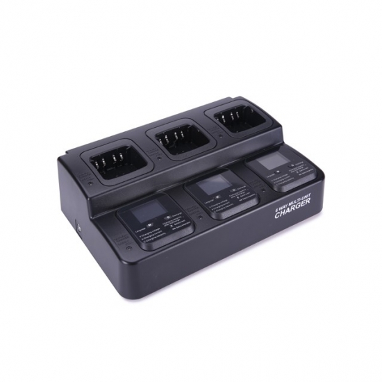 Carregador de bateria de walkie talkie inteligente de 3 vias com slot substituível e personalizável 
